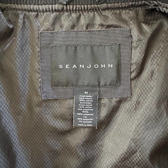 Sean John Retro Black and Gray Lined Jacket 100% Cotton 90s Bomber Size Medium - Picture 3 of 7